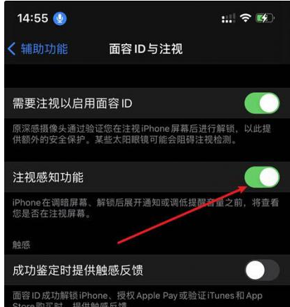 孙吴苹果14维修网点分享iPhone14注视感知功能有什么用 